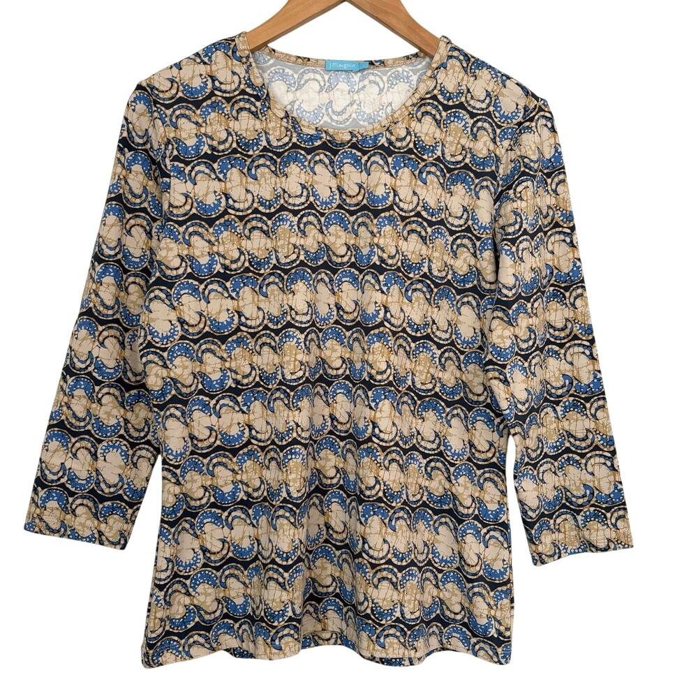 J. McLaughlin Catalina Cloth 3/4 Shirt Women’s Size Large Abstract Print Preppy